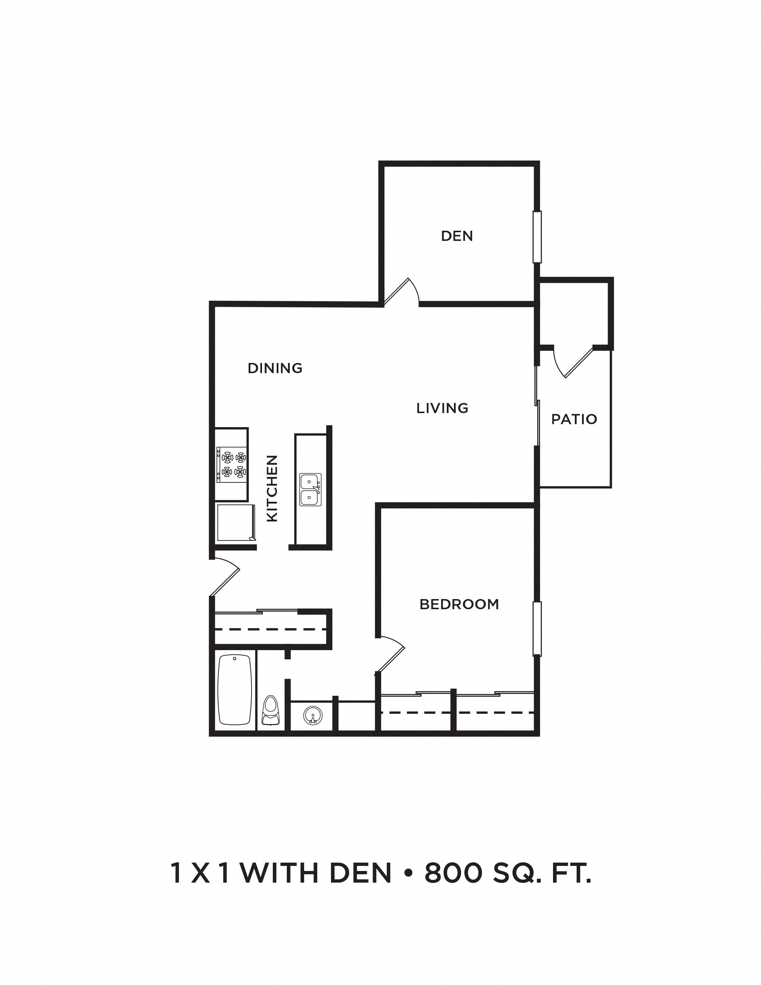 1x1 With Den 800 sq. ft. 1x1 With Den 800 sq. ft. l Terra Tukwila Apartments in WA